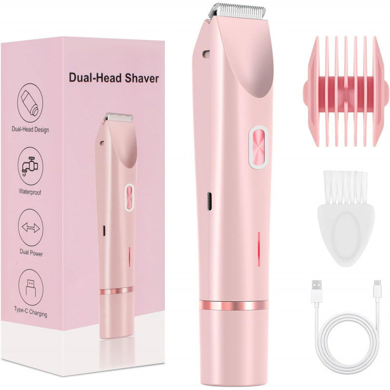 Hair Remover Women's Double Head Shaver Private Pubic Hair Trimmer Electric Razor Wet Dry Electric Body Hair