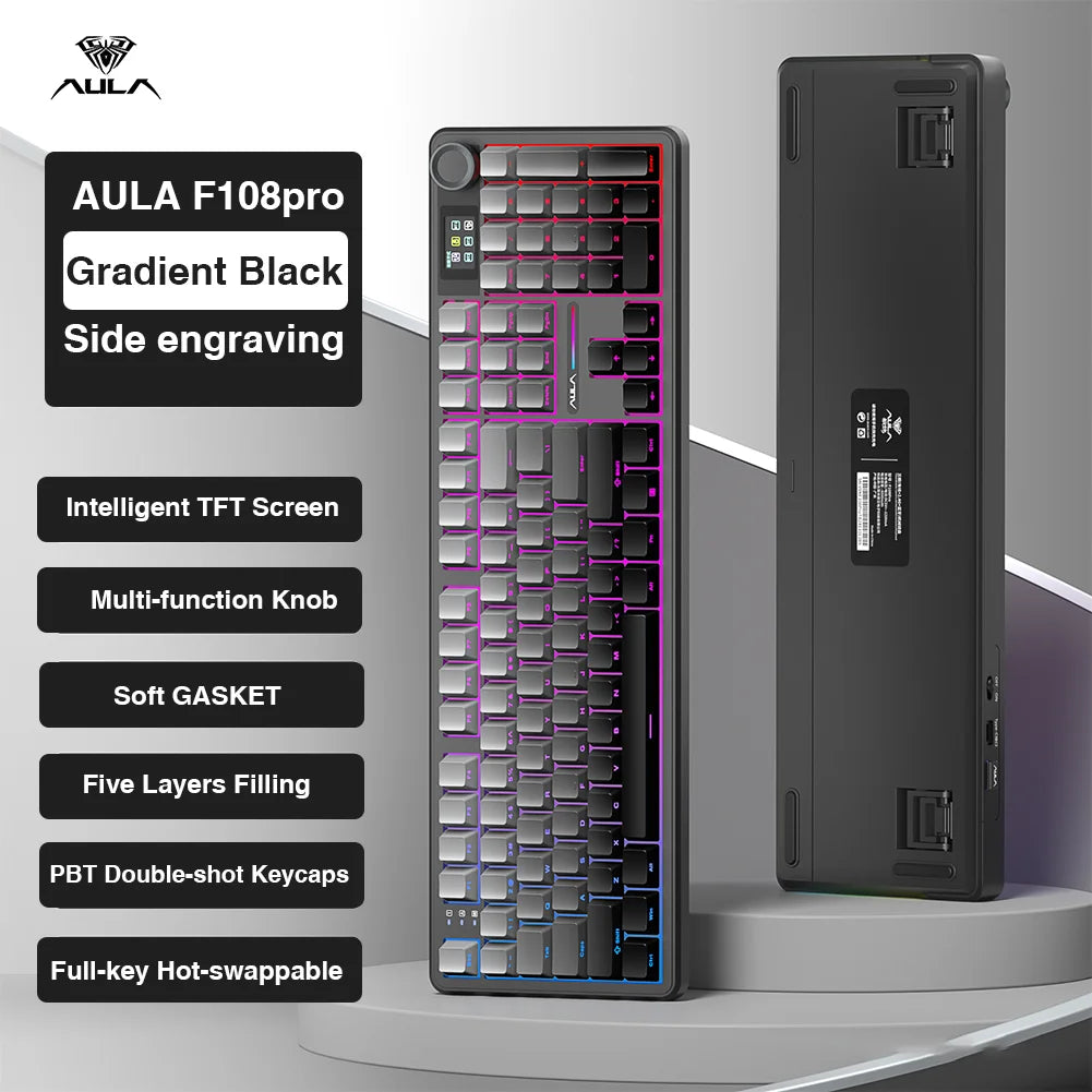 Wireless Gaming Keyboard 2026 - RGB Backlit - Mechanical Feel - 2.4G/Bluetooth - Rechargeable - 87 Keys