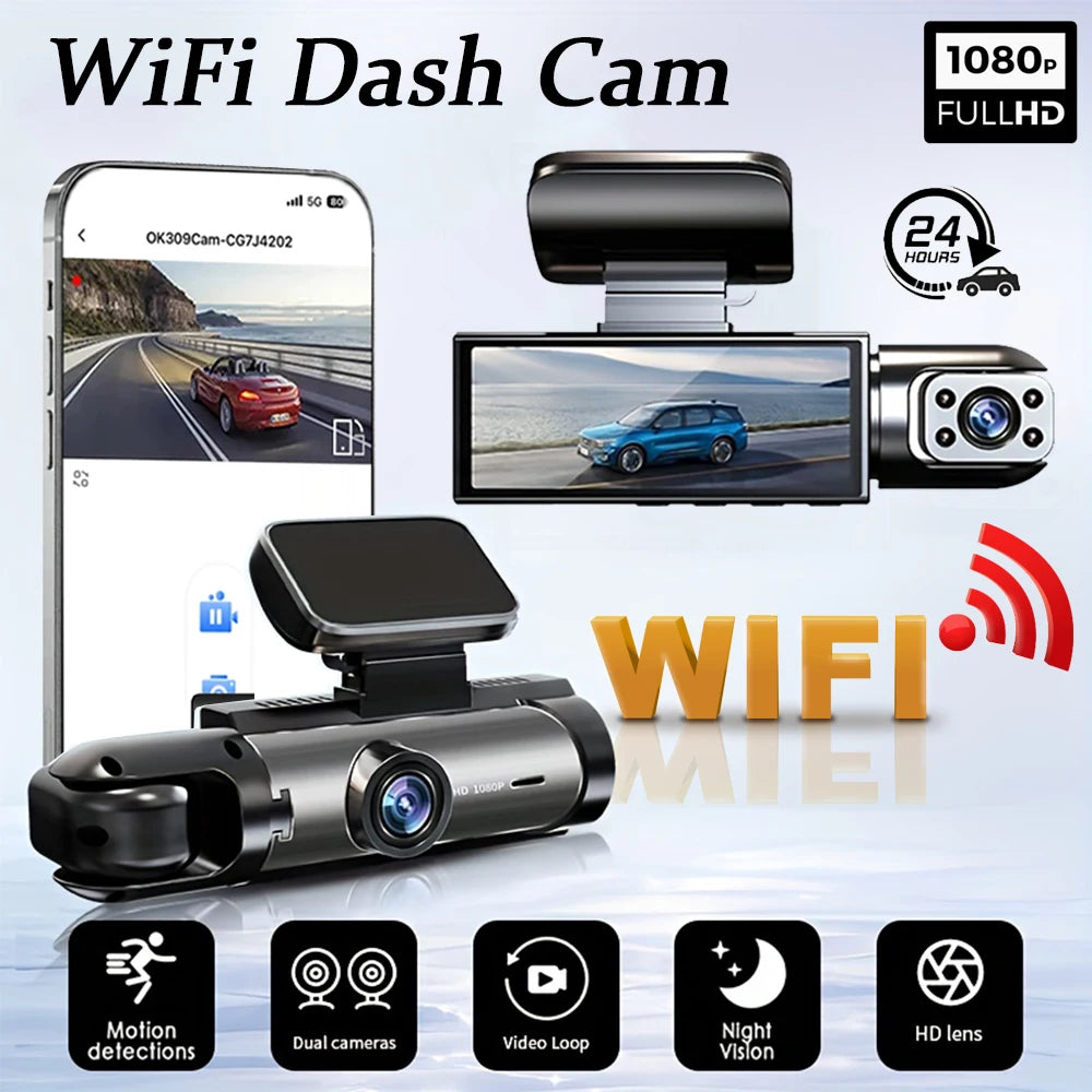 Dual Lens Dash Cam 2026 - 1080P Front & Rear - Night Vision - G-Sensor - Loop Recording - Parking Monitor