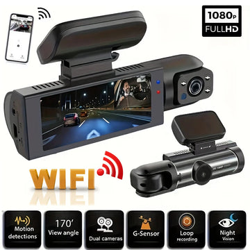 Dual Lens Dash Cam 2026 - 1080P Front & Rear - Night Vision - G-Sensor - Loop Recording - Parking Monitor
