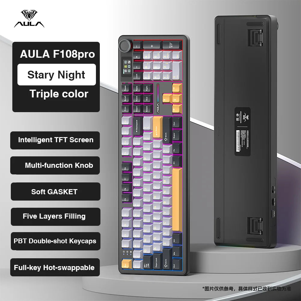 Wireless Gaming Keyboard 2026 - RGB Backlit - Mechanical Feel - 2.4G/Bluetooth - Rechargeable - 87 Keys