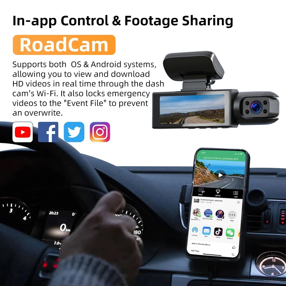 Dual Lens Dash Cam 2026 - 1080P Front & Rear - Night Vision - G-Sensor - Loop Recording - Parking Monitor