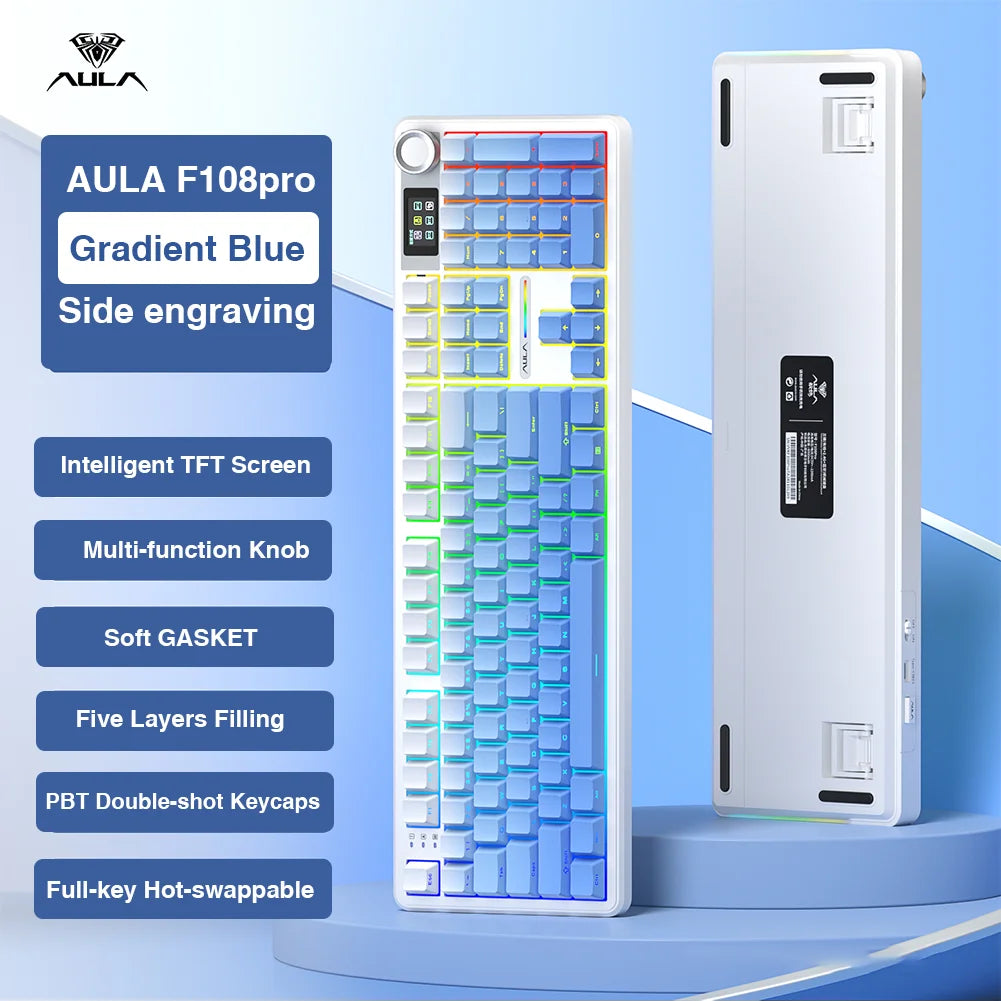 Wireless Gaming Keyboard 2026 - RGB Backlit - Mechanical Feel - 2.4G/Bluetooth - Rechargeable - 87 Keys