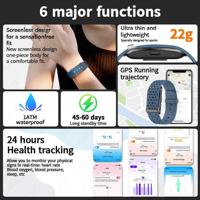 2026 Fitness Tracker Band - Heart Rate Monitor - Sleep Analysis - Waterproof - 14-Day Battery