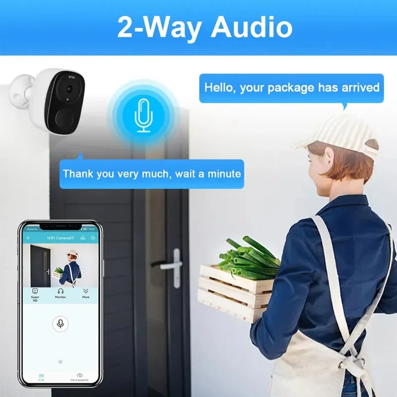 Wireless Security Camera 2026 - 1080p HD WiFi Indoor Cam - Night Vision - Motion Detection - Two-Way Audio