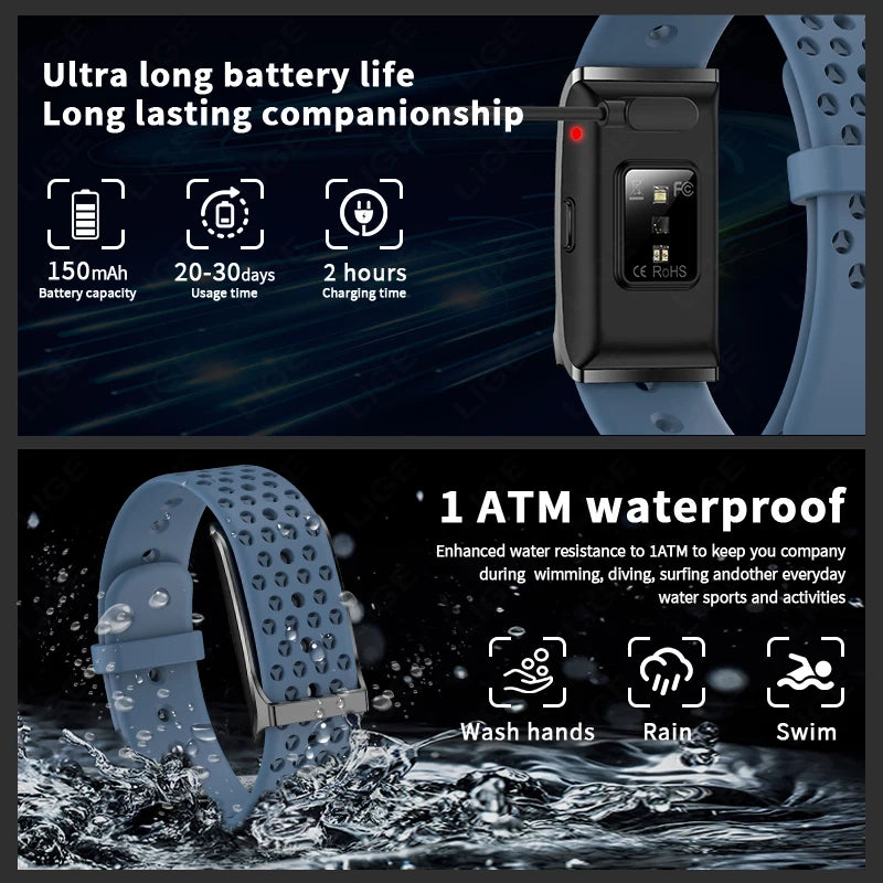 2026 Fitness Tracker Band - Heart Rate Monitor - Sleep Analysis - Waterproof - 14-Day Battery