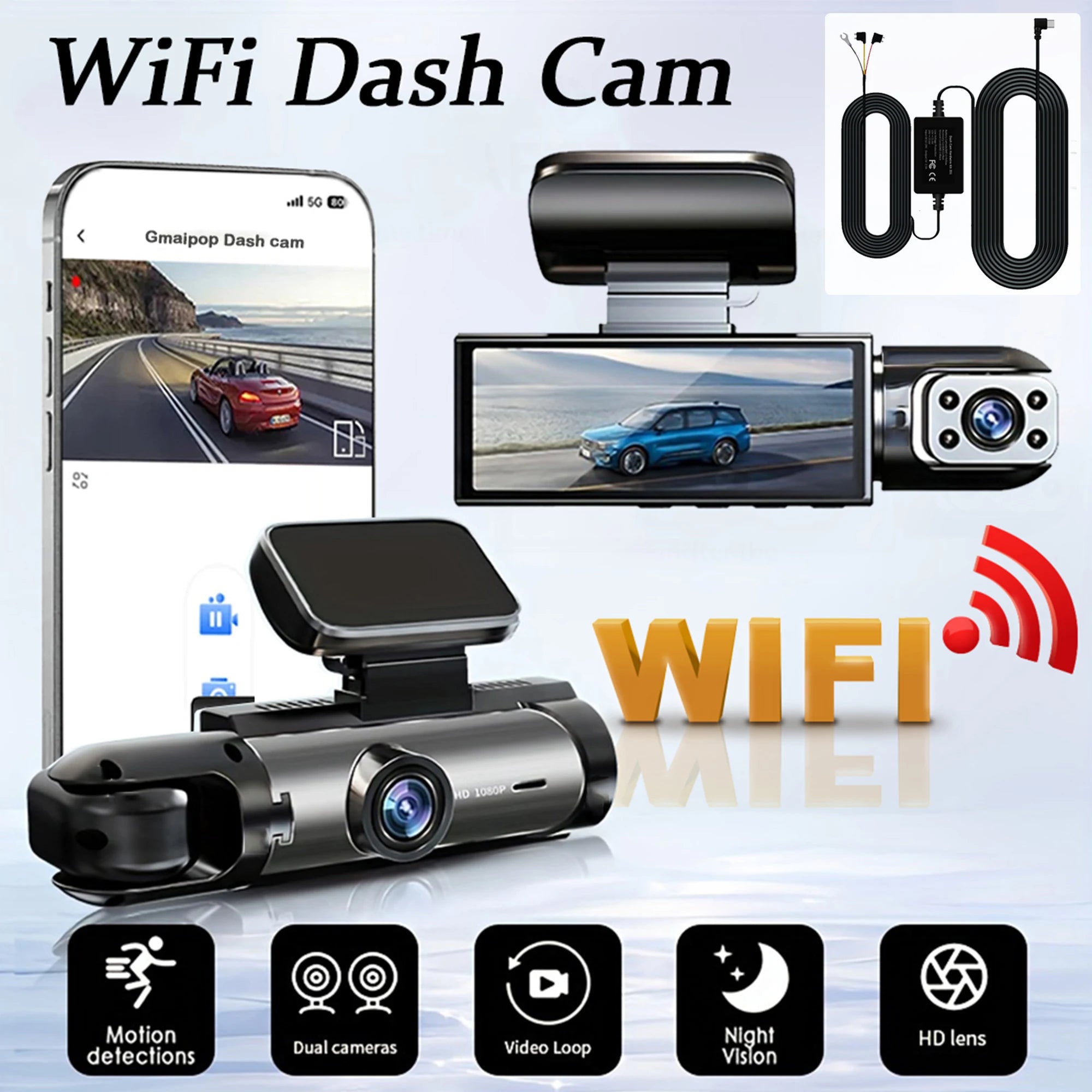 Dual Lens Dash Cam 2026 - 1080P Front & Rear - Night Vision - G-Sensor - Loop Recording - Parking Monitor