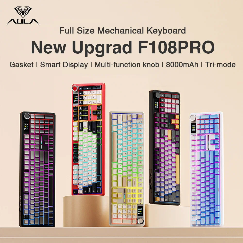 Wireless Gaming Keyboard 2026 - RGB Backlit - Mechanical Feel - 2.4G/Bluetooth - Rechargeable - 87 Keys