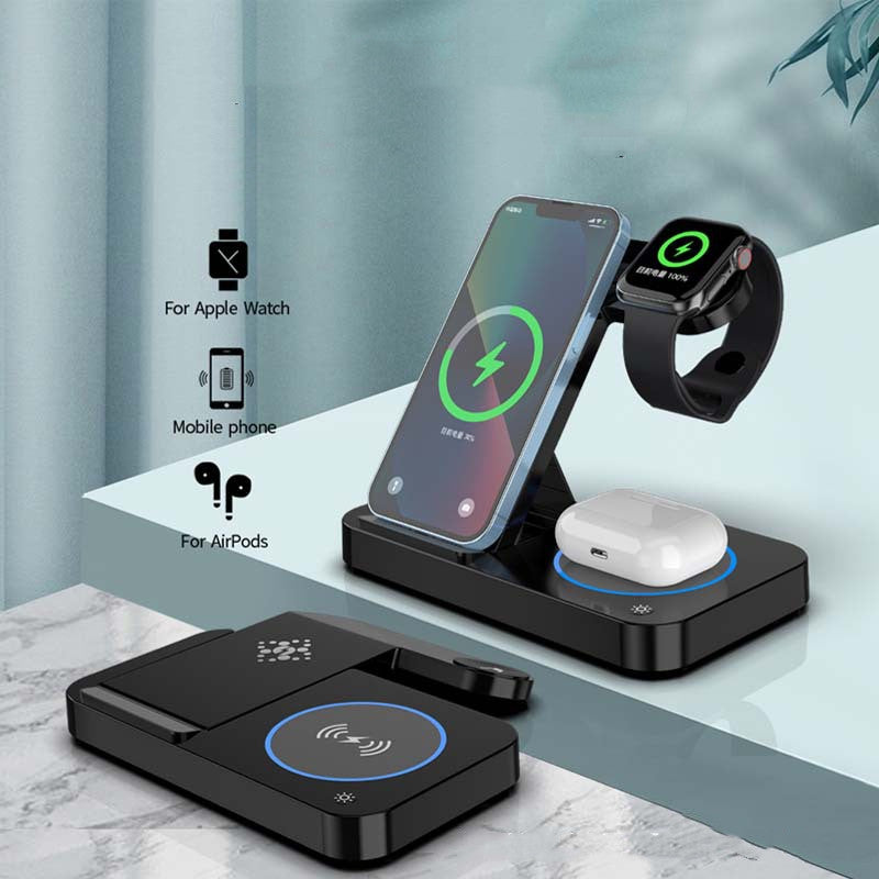3-in-1 Wireless Charging Station 2026 - Fast Charge iPhone, Apple Watch, AirPods - Magnetic Stand
